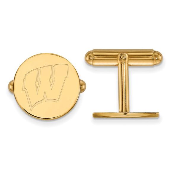14k Gold Plated Silver Univ. of Wisconsin Cuff Links